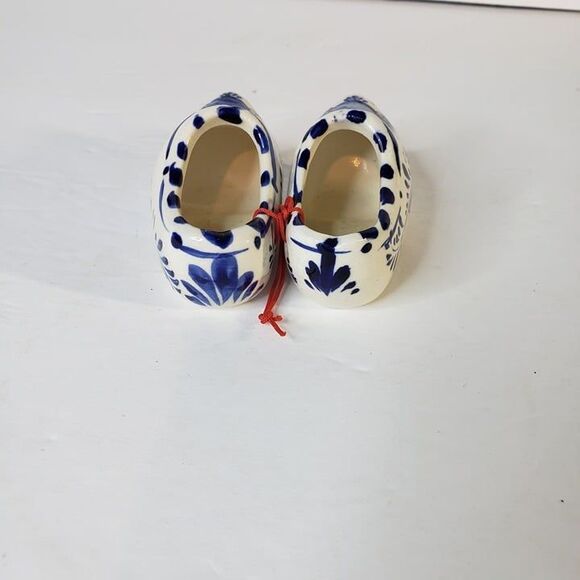 Vintage Blue Delft Ceramic Miniature Holland Clogs Shoes Mini Souvenir - Picture 9 of 9